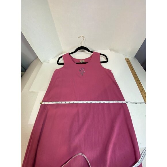 Teddi Pink Maxi Dress Women's Size PS Gauzy Crepe Fabric Needlepoint Design NWT - Picture 7 of 11